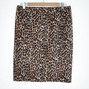 LOFT | Brown & Tan Animal Print Pencil Skirt | 10